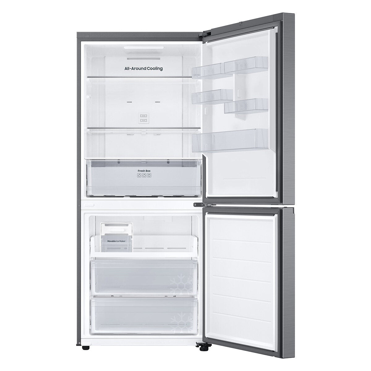 Samsung 458L Bottom Mount Fridge - Silver, SmartThings Wi-Fi, AI Energy Mode, Twist Ice Maker - SRL4600S