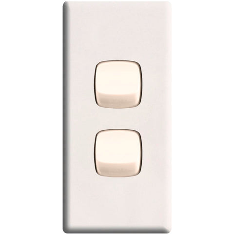 HPM 2 Gang Architrave Switch - 4mm Slim Gloss White - Easy Install - SuperSaverAU - view 1
