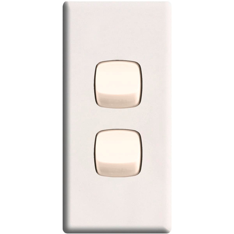 HPM 2 Gang Architrave Switch - 4mm Slim Gloss White - Easy Install - SuperSaverAU - view 1