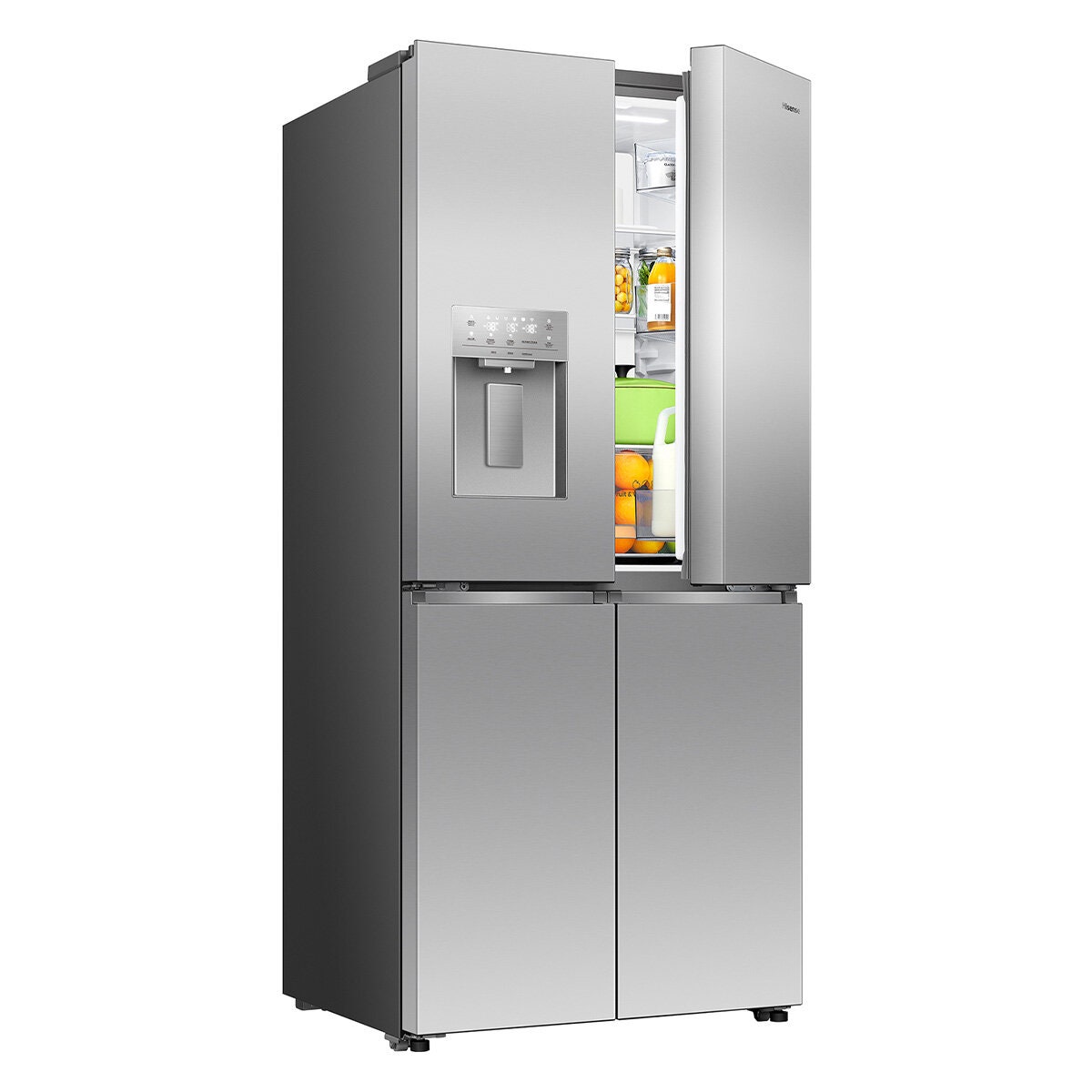 Hisense 483L PureFlat French Door Fridge - Stainless Steel - Non-Plumbed Ice and Water - HRCD483TSW
