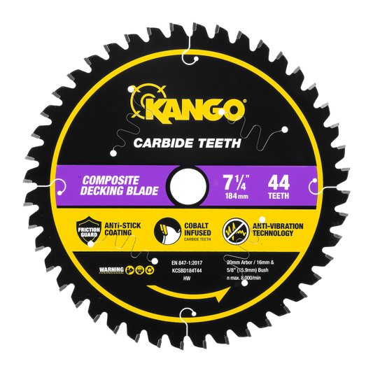 Kango 184mm 44T Composite Decking Circular Saw Blade - Durable - Precise Cuts