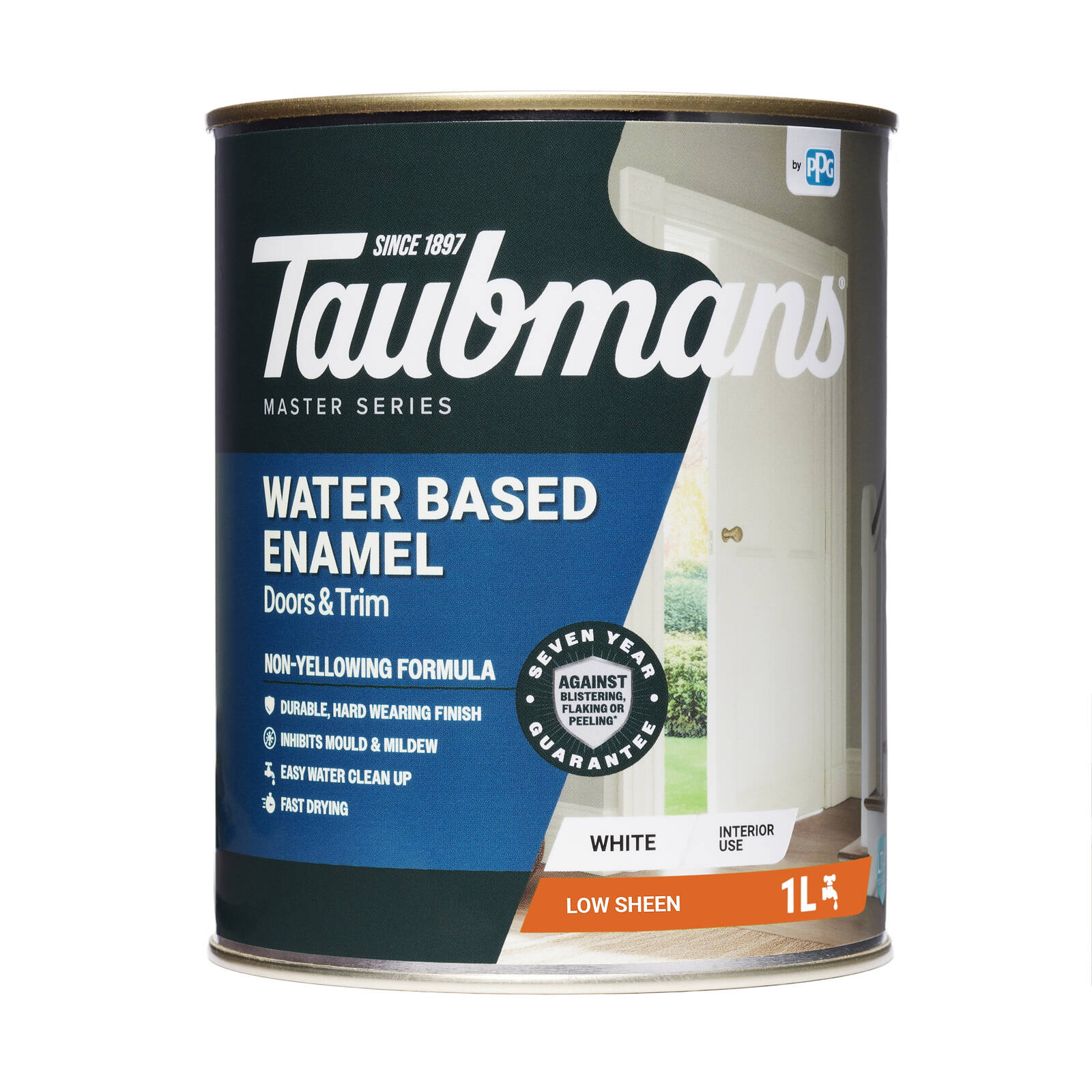 Taubmans 1L White Low Sheen Water Based Enamel Paint Interior Trim Doors