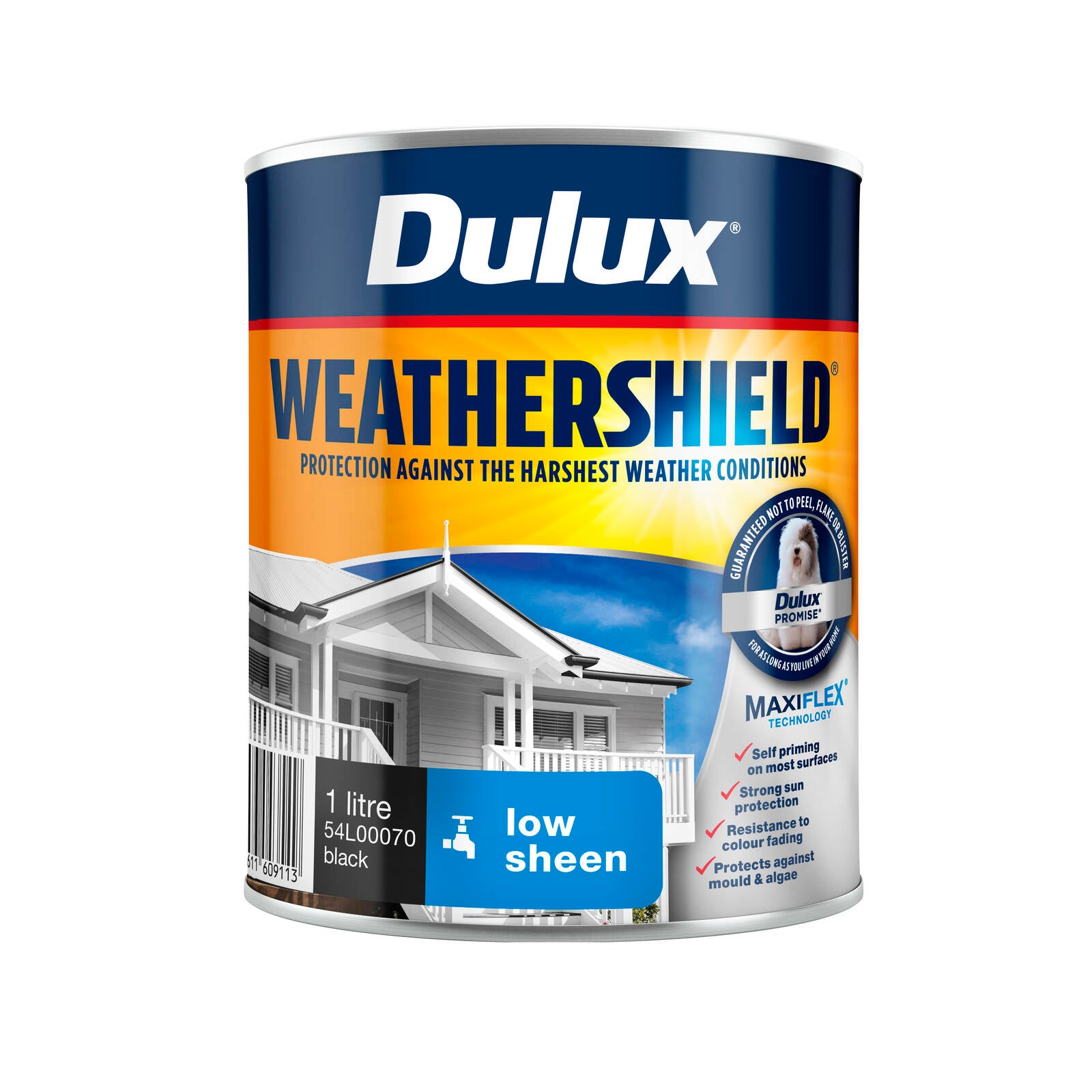 Dulux Weathershield 1L Black Low Sheen Exterior Paint UV Resistant