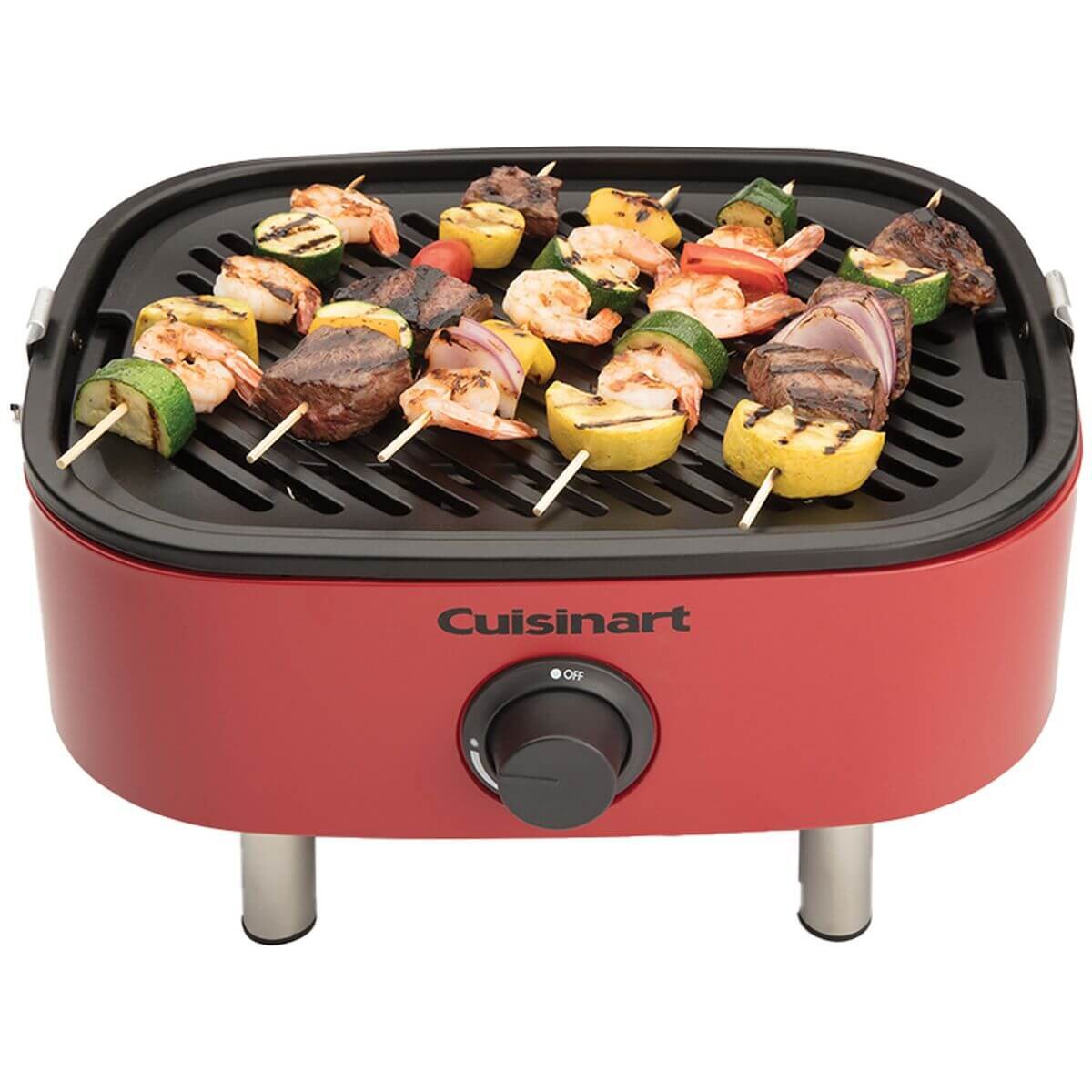 Cuisinart Venture Portable Outdoor BBQ - Red - Porcelain Enamelled Cast Iron Grill Plate - CGG-750XA