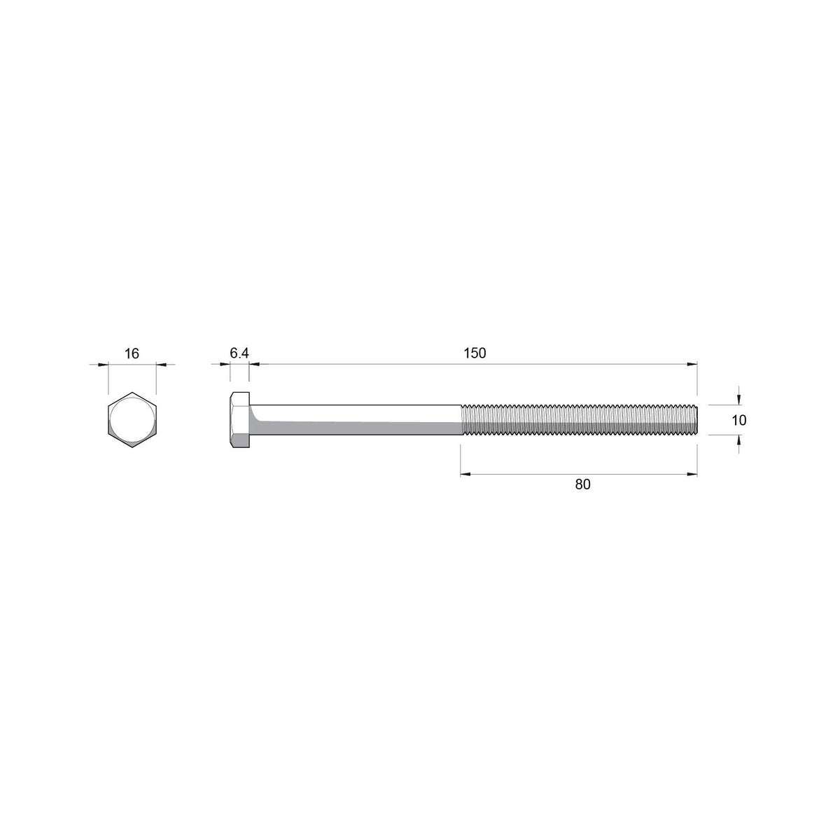 Zenith Zinc Plated Hex Head Bolts and Nuts - M10 x 150mm - 4.6 Grade Steel - SuperSaverAU - view 2