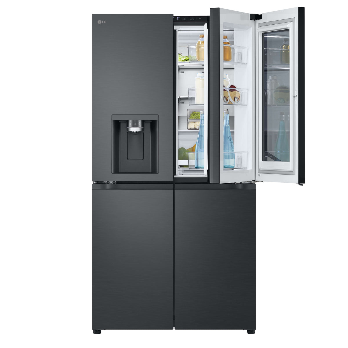 LG 847L InstaView French Door Fridge - Matte Black, Craft Ice Maker, Wi-Fi - GF-V900MBLC