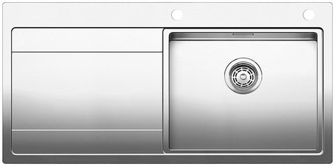 Blanco DIVON single bowl sink - left hand drainer, raised tap landing, 18/10 surgical grade steel - DIVON5SRK5