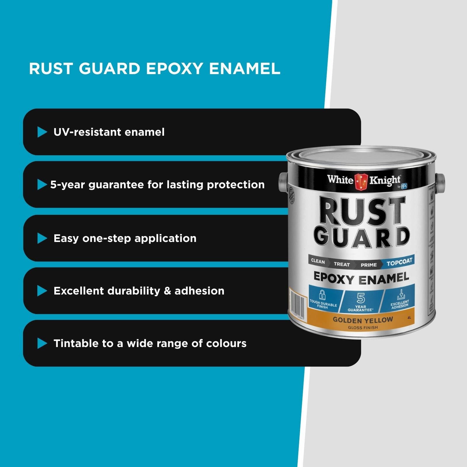 White Knight Rust Guard Epoxy Enamel Gloss Paint Golden Yellow 4L