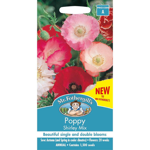 Mr Fothergill Poppy Shirley Mix - 1500 Seeds - Annual - Sunny Areas - SuperSaverAU - view 1