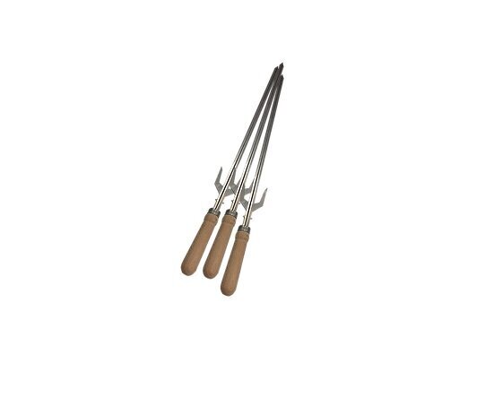Quan Garden Art 3-in-1 skewer set - set of 3 stainless steel skewers with wood handles - 5907771394022