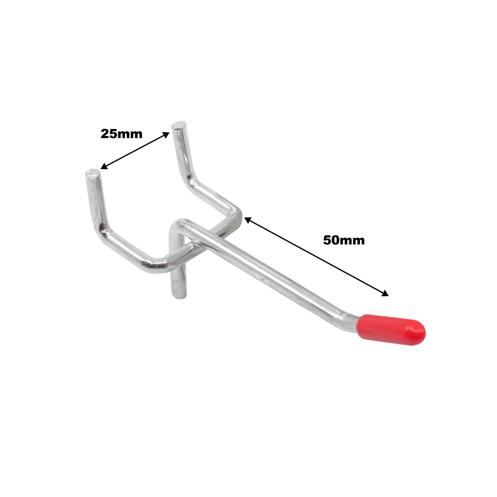 Everhang 50mm Steel Pegboard Single Hook Silver - 20 Pack