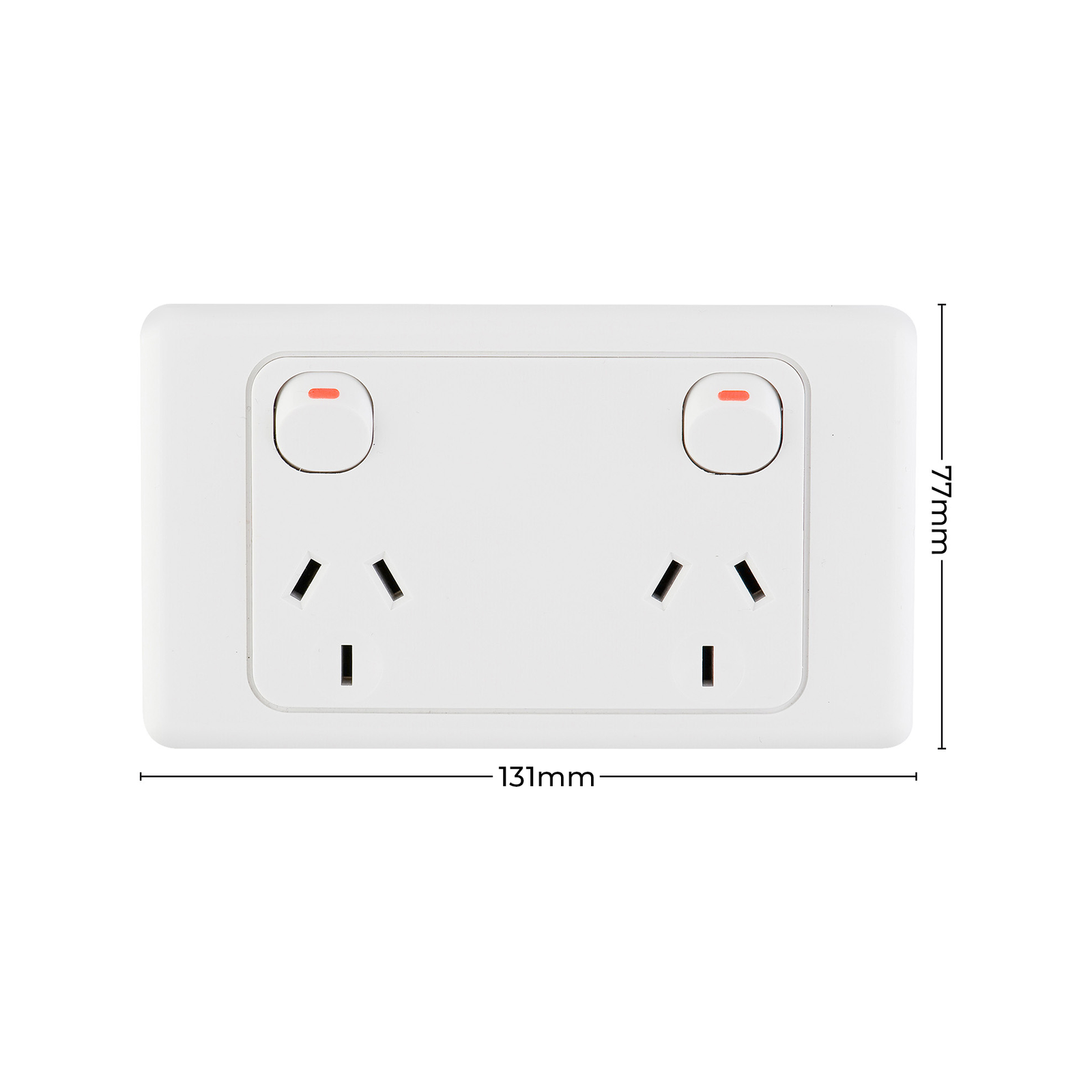 DETA 10A Wide Spaced Double Power Point 250V White Polycarbonate 6212B