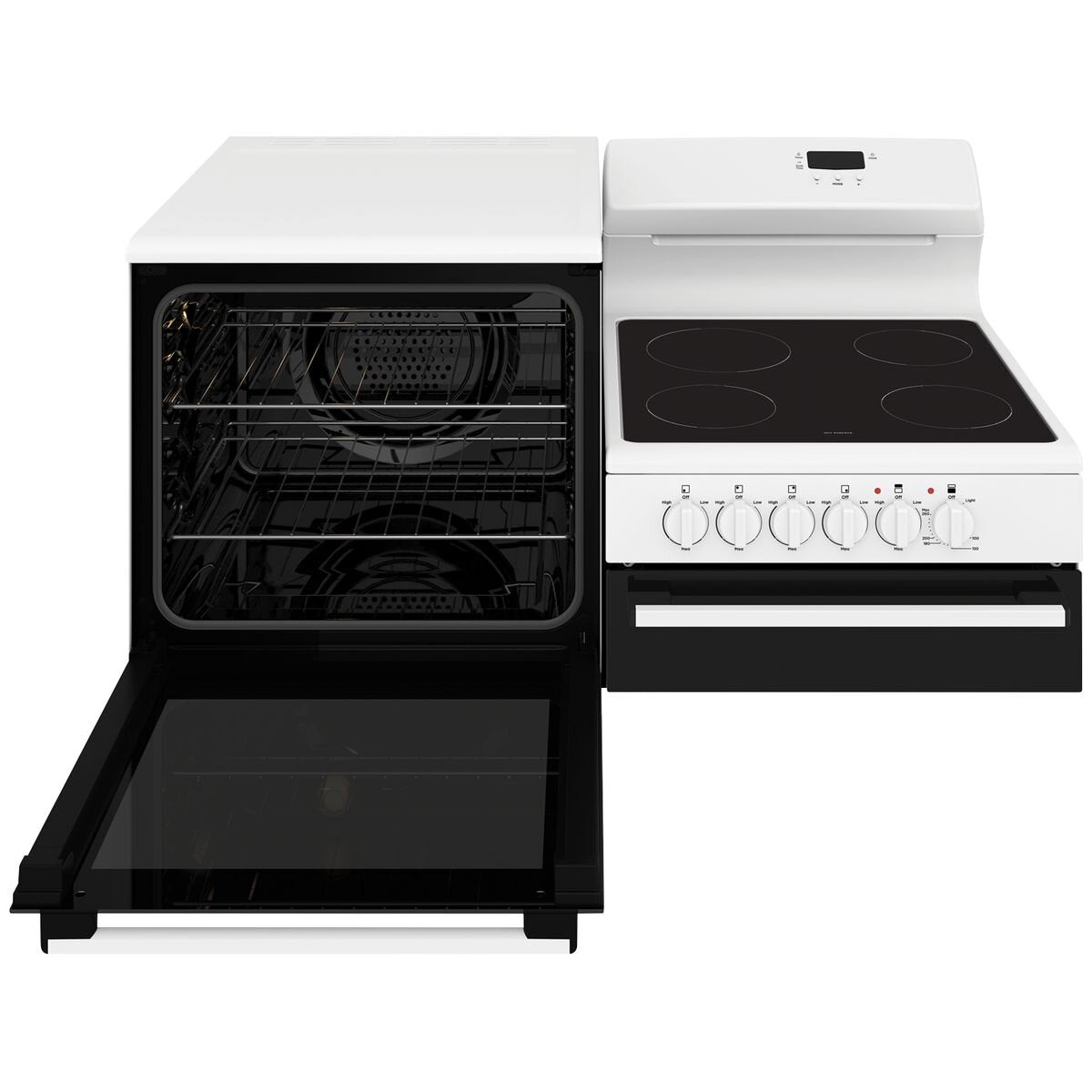 Westinghouse 110cm Elevated Electric Stove - 80L Fan Forced, Separate Grill, Left Hand Oven - WDE143WCB-L
