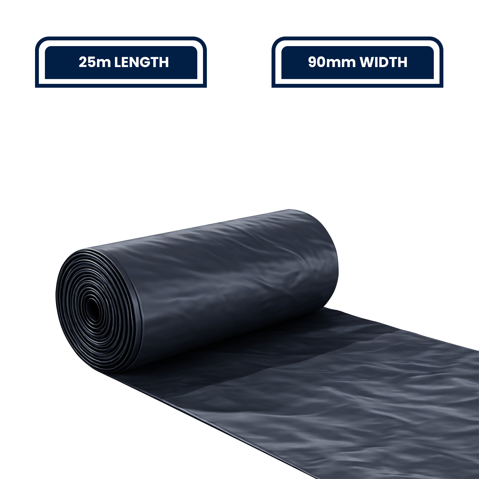 Grunt 90mm x 25m Black 100um Polythene Temporary Downpipe Roll