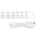 Arlec White 6 Outlet Powerboard 1.8m - Individually Switched - Overload Protection - SuperSaverAU - view 1