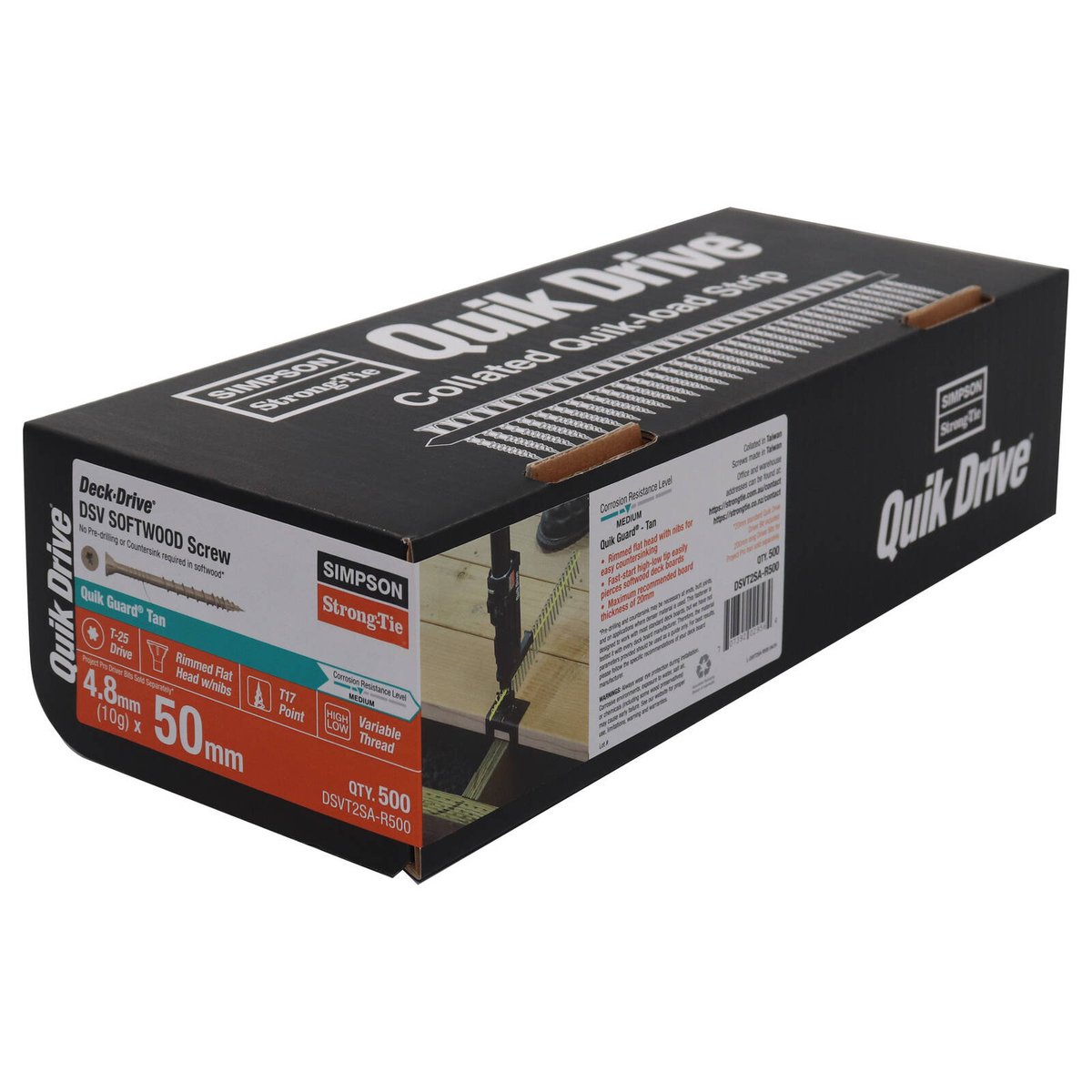 Simpson Strong Tie Quikguard Collated Decking Screw 10g x 50mm - 500 Pack - Corrosion Resistant - SuperSaverAU - view 3
