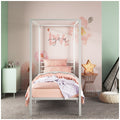 Zinus Patricia King Single Metal Canopy Bed Frame - White Steel Frame, 5 Year Warranty - AU-FBMCW1ZC-14B