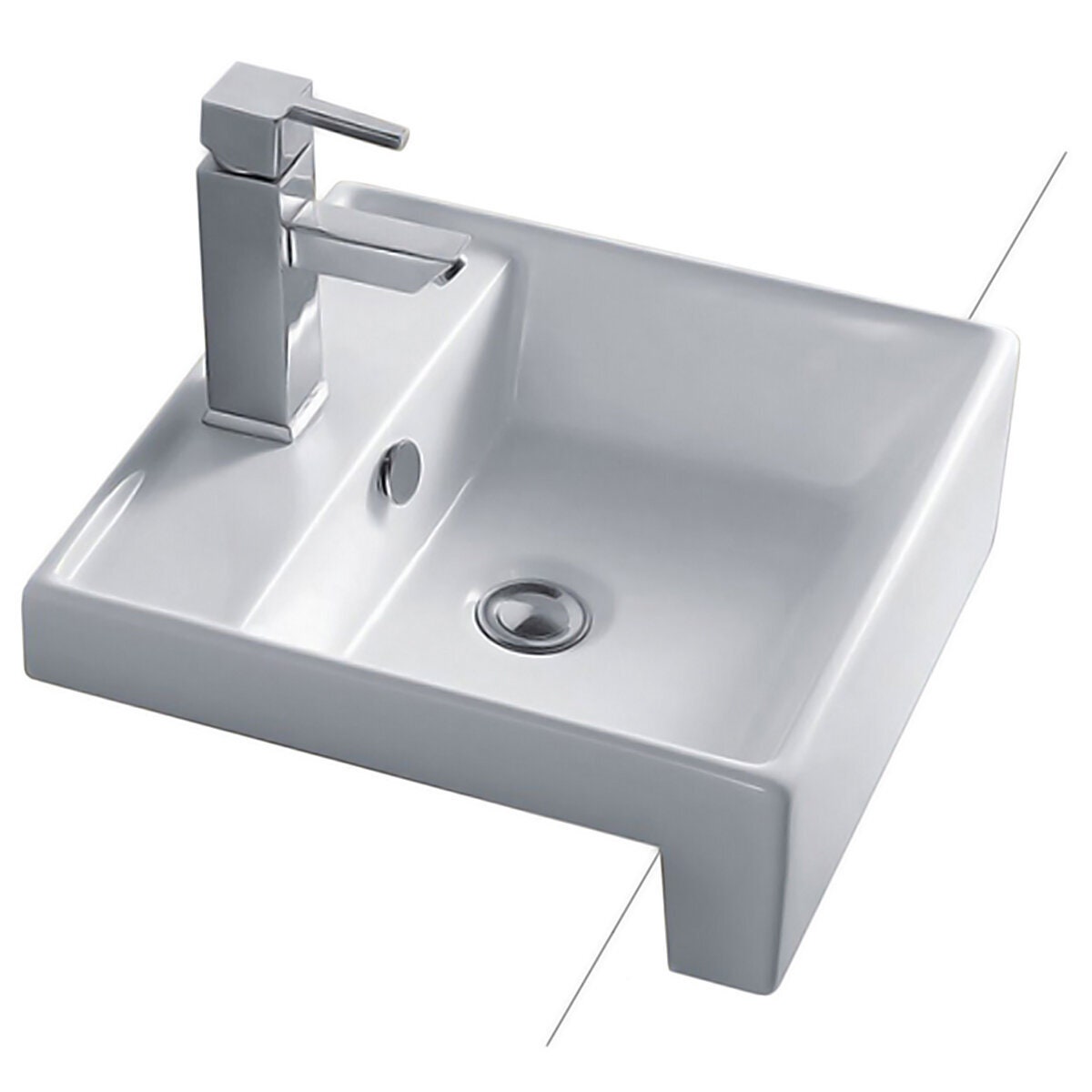 Seima Kyra Semi Recessed Basin - White Finish, 1 Taphole, With Overflow - SBC-215