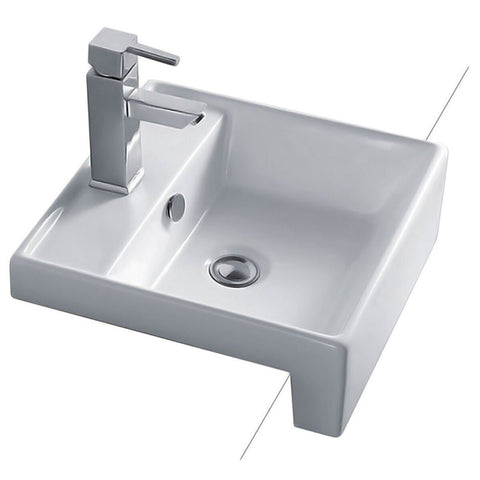 Seima Kyra Semi Recessed Basin - White Finish, 1 Taphole, With Overflow - SBC-215