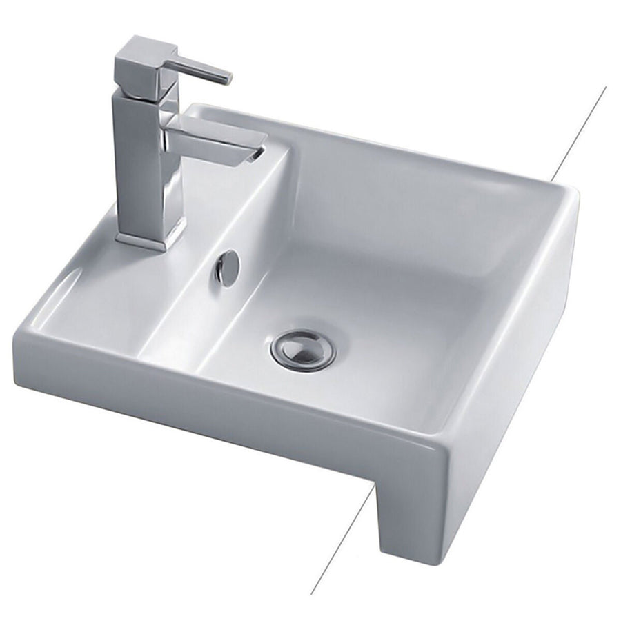 Seima Kyra Semi Recessed Basin - White Finish, 1 Taphole, With Overflow - SBC-215
