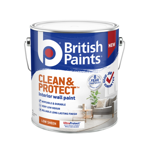 British Paints Clean and Protect Low Sheen Interior Paint 4L - White - Wipeable Finish - 8-Year Mould Guarantee - SuperSaverAU - view 1