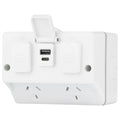 DETA Outdoor Double Power Point IP54 with 3.4A USB 6298B - Weather Resistant