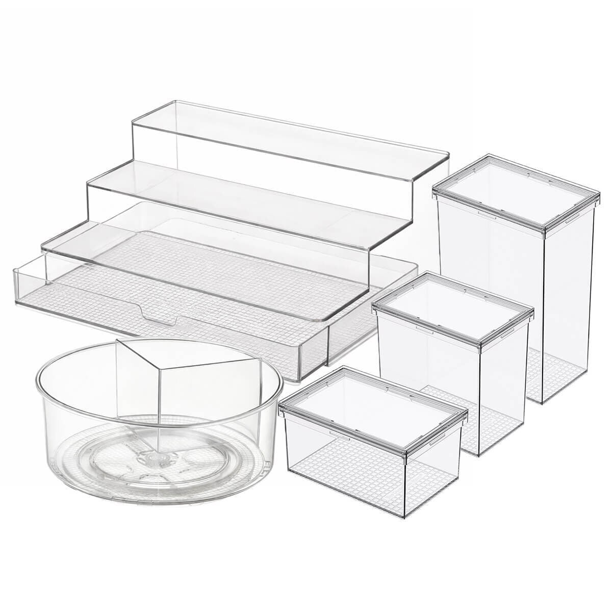 The Container Store 5 piece pantry pack 2 - Divided bins, 3-tier organiser and turntable - VTCS-PANTRY-P2
