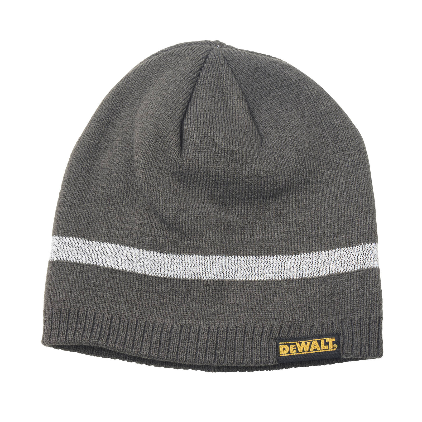 DeWALT Reflective Beanie Black Acrylic Ribbed One Size