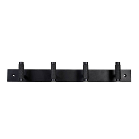 Adoored 4 Hook Rack - Black Knurled - 400mm - Durable Steel - Easy Install - SuperSaverAU - view 1