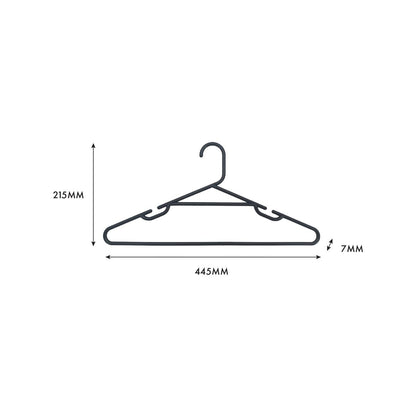 All Set Black Plastic Tube Clothes Hangers - 10 Pack - 445mm x 215mm - Anti-Slip Notches