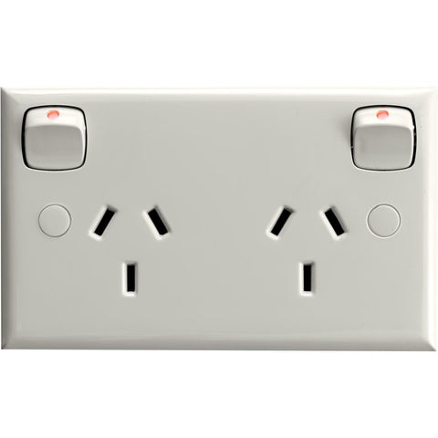 HPM Double Powerpoint - 114mm x 70mm - ABS Plastic - 10 Amps - SuperSaverAU - view 1