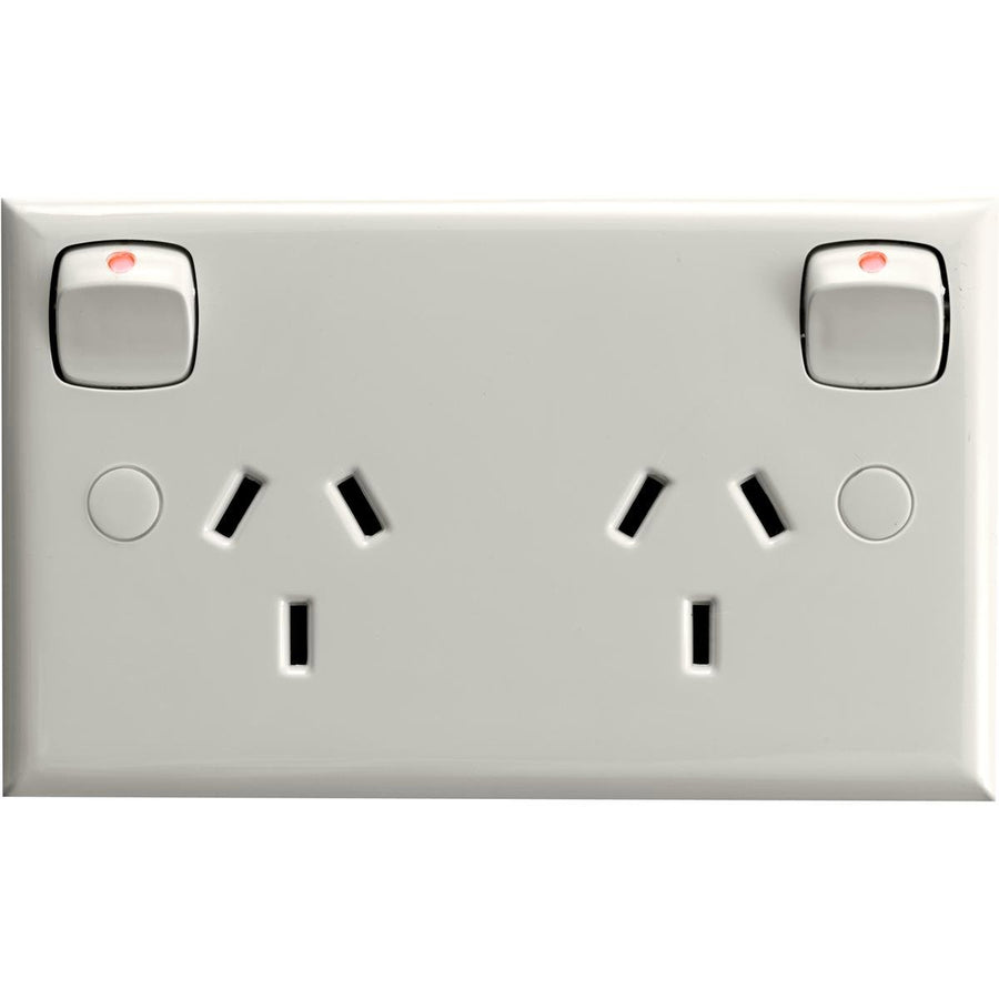 HPM Double Powerpoint - 114mm x 70mm - ABS Plastic - 10 Amps - SuperSaverAU - view 1