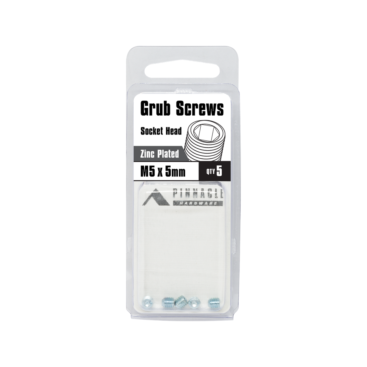 Pinnacle M5 Grub Screw - 5mm Zinc Plated Alloy - Pack of 5 - SuperSaverAU - view 2