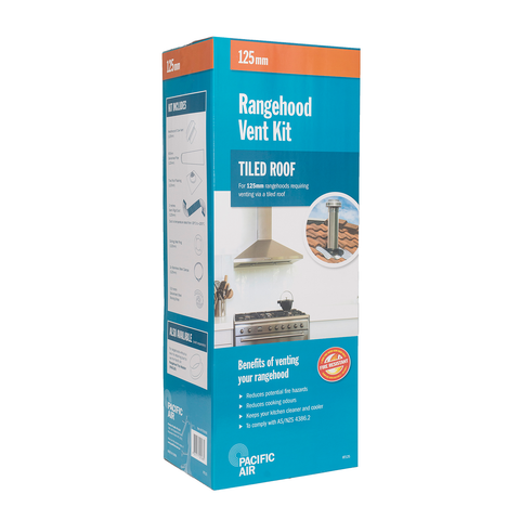 Pacific Air 125mm Tiled Roof Rangehood Venting Kit - 3m Round Duct