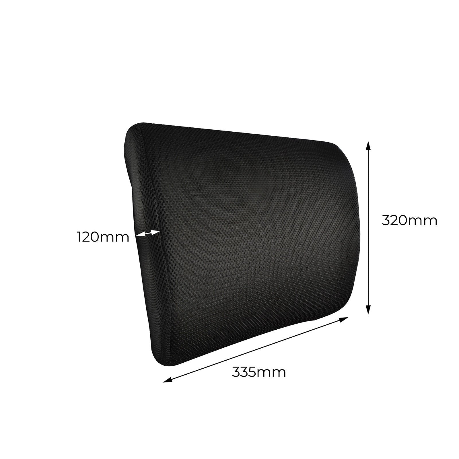 All Set 335 x 320 x 120mm Black Memory Foam Car Pillow