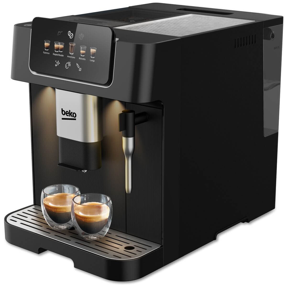 Beko CaffeExperto automatic espresso machine with steam wand - black - 3 cup sizes - CEG7302B