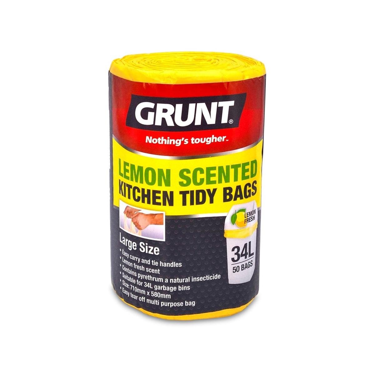 Grunt Kitchen Tidy Bags 34L Lemon Scented 50 Pack HDPE Easy Tear - SuperSaverAU - view 1