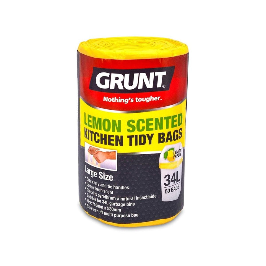 Grunt Kitchen Tidy Bags 34L Lemon Scented 50 Pack HDPE Easy Tear - SuperSaverAU - view 1