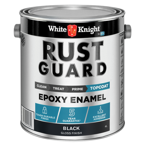 White Knight Rust Guard 4L Black Gloss Epoxy Enamel Metal Paint Tintable