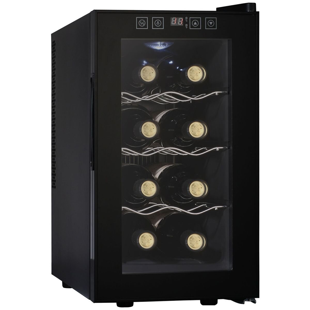 Little Cave 8 Bottle Single Zone Thermoelectric Wine Cooler - Black Cabinet, Touch Control, UV Glass - LCT8SB