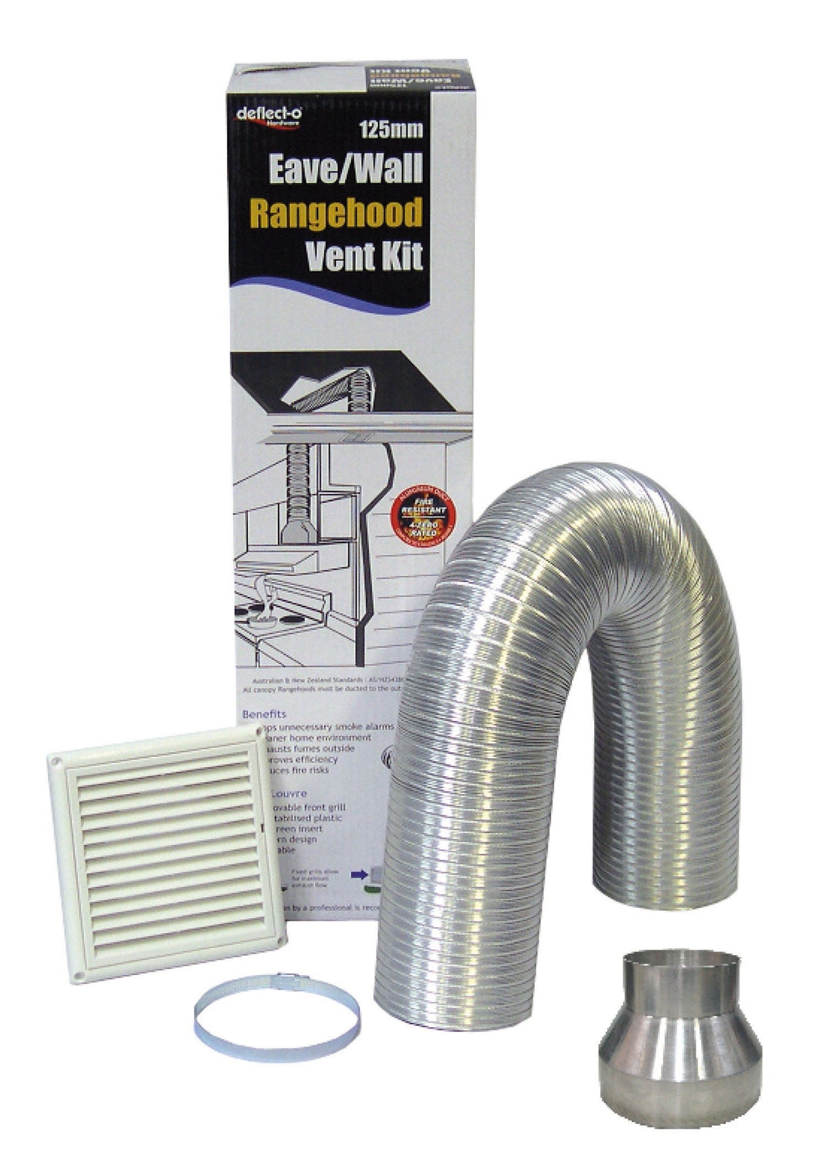 Euro Appliances wall vent kit with 3000mm semi-rigid ducting - 150mm grill vent with screen - RHKE65