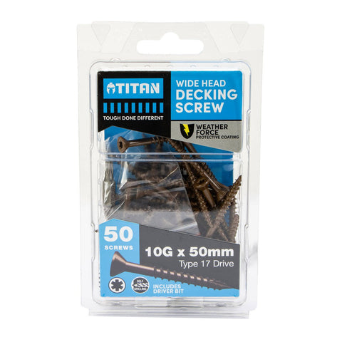 Titan Decking Screws - 10g x 50mm - Pack of 50 - Weather Force Corrosion Protection - SuperSaverAU - view 1