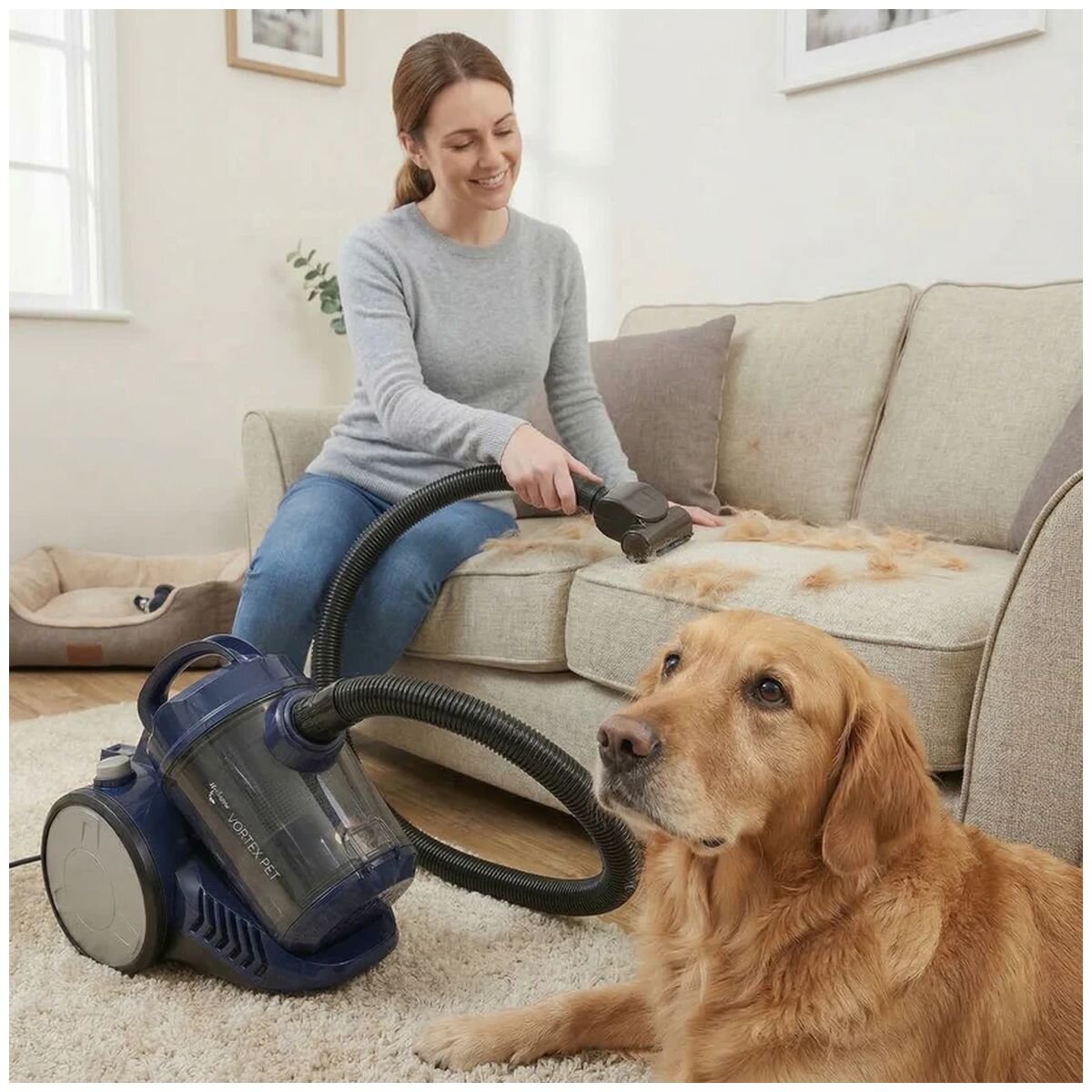 MyGenie 1000W canister pet vacuum - 3L dust capacity - large and small pet turbo heads - blue - 10005880