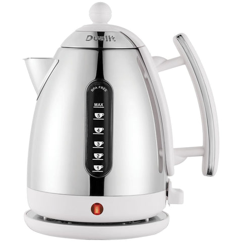 Dualit Jug Kettle 1.5L - Gloss White Polished Finish, 2400W Rapid Boil, 360 Degree Base - DU72041