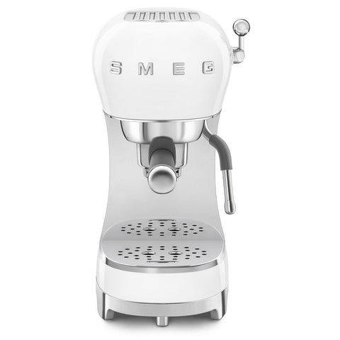Smeg 50s Style Espresso Coffee Machine - 15 Bar, ThermoBlock, Steam Wand, White - ECF02WHAU