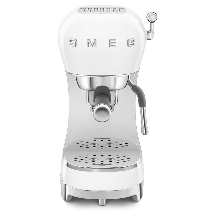 Smeg 50s Style Espresso Coffee Machine - 15 Bar, ThermoBlock, Steam Wand, White - ECF02WHAU