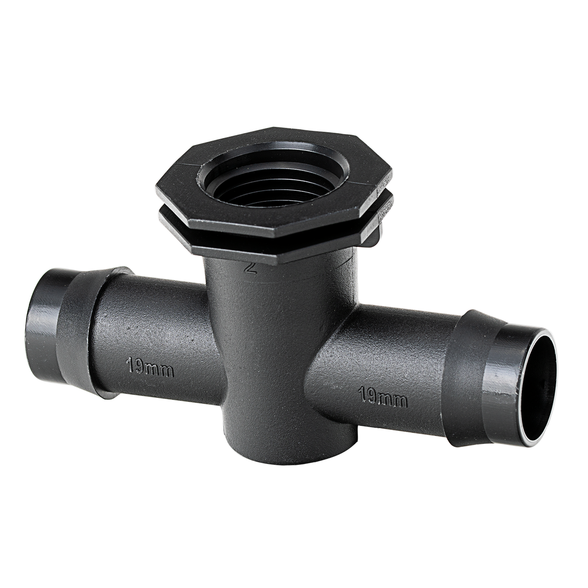 K Rain 19mm Barbed Tee 15mm Bsp Female - 10 Pack - Black - KT1912F - SuperSaverAU - view 1
