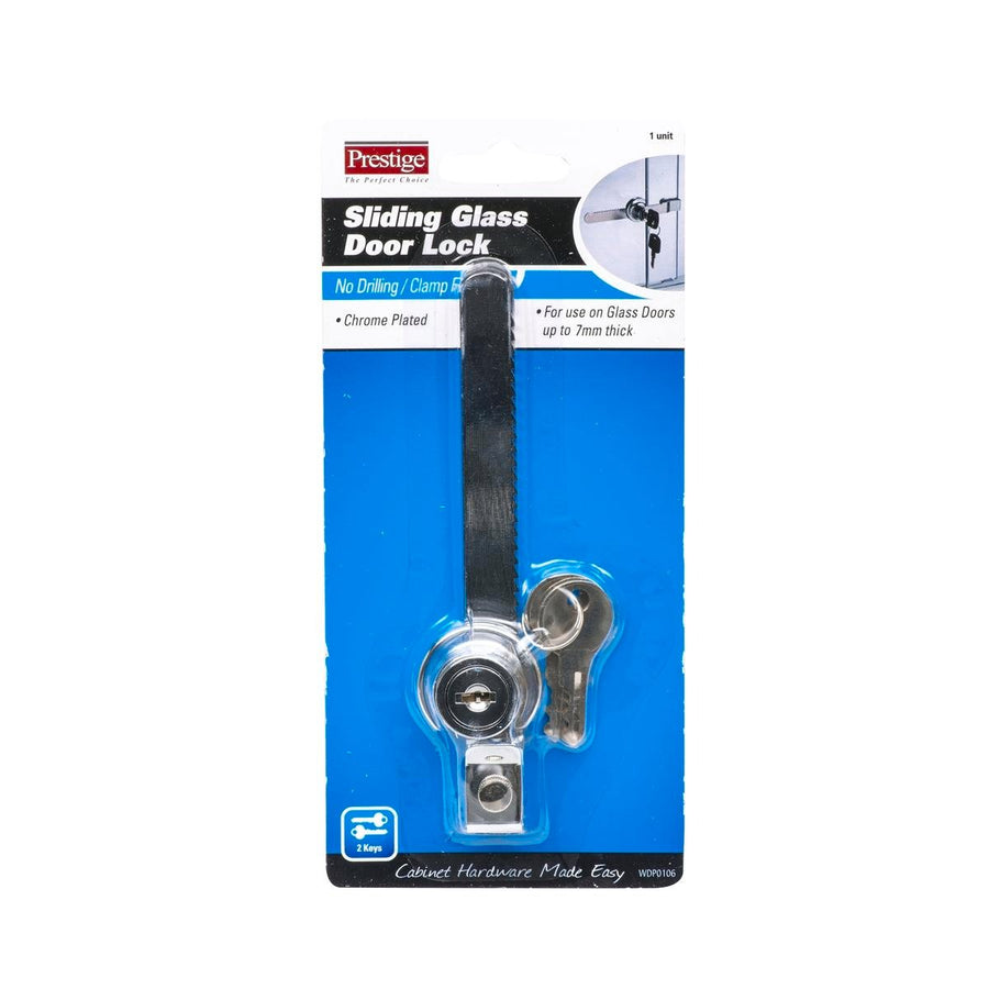 Prestige Sliding Glass Door Lock - 7mm - Zinc Alloy - No Drilling - SuperSaverAU - view 1