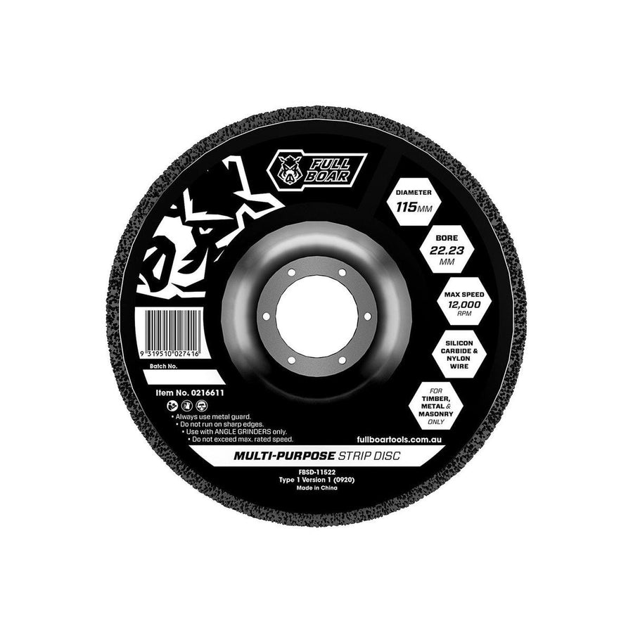 Full Boar Multi Purpose Strip Disc - 115mm - Silicon Carbide - Rust Removal - SuperSaverAU - view 1