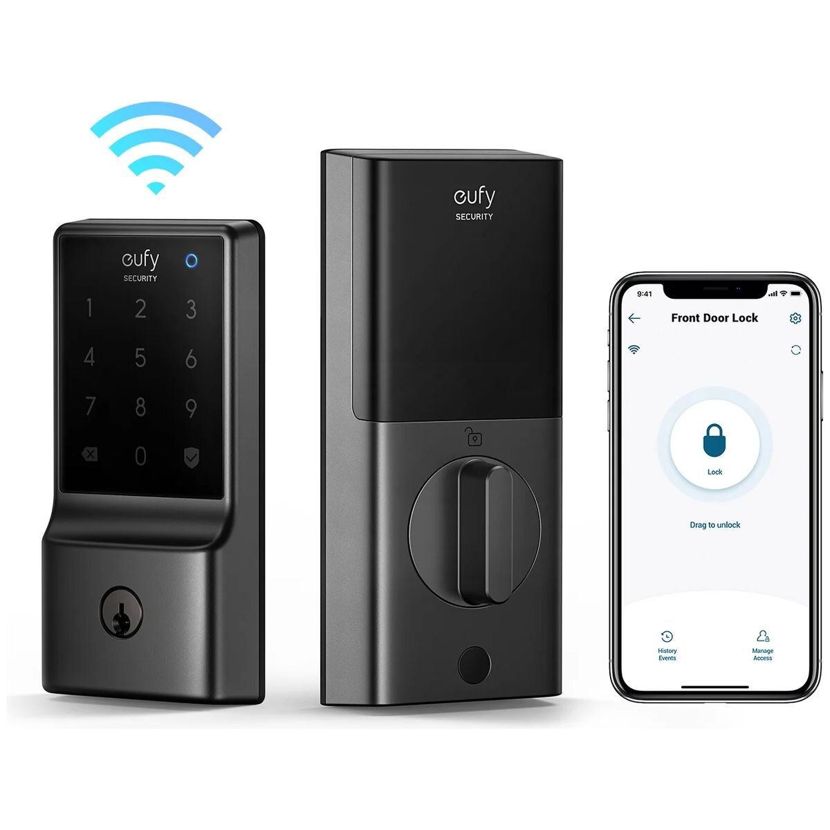 Eufy C210 Wi-Fi Smart Lock - Five Unlock Methods, Built-In Wi-Fi, 15-Minute DIY Install, Black - T8502T11